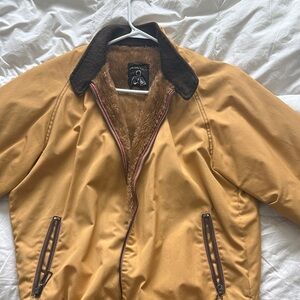 Avirex Tan Bomber Jacket with Brown Collar